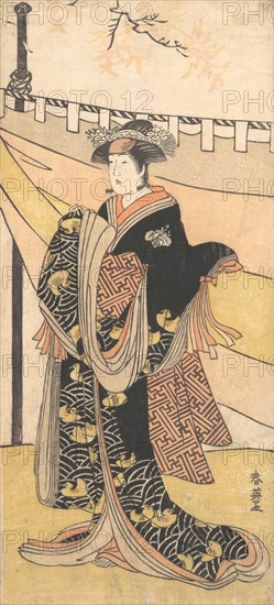 The Actor Nakayama Tomisaburo as a Woman at a Picnic under Autumn Maple Trees, ca. 1792. Creator: Katsukawa Shun'ei.