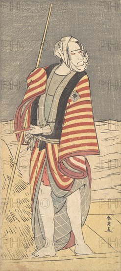 The Second Ichikawa Komazo as a Boatman Standing on the Deck of a Barge, ca. 1793? Creator: Katsukawa Shun'ei.