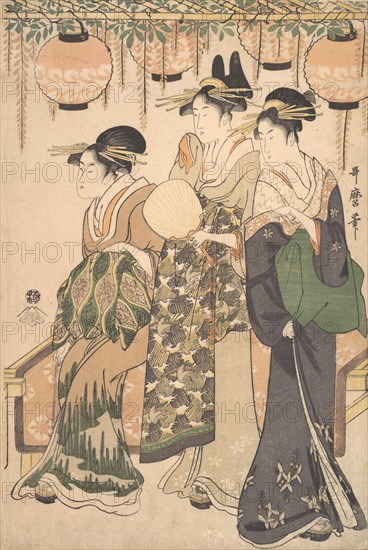 Courtesans Beneath a Wisteria Arbor..., ca. 1795. Creator: Kitagawa Utamaro.