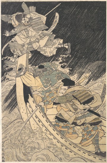 Minamoto Yoshitsune and His Retainer, the Monk Benkei..., late 18th century. Creator: Kitao Masayoshi.