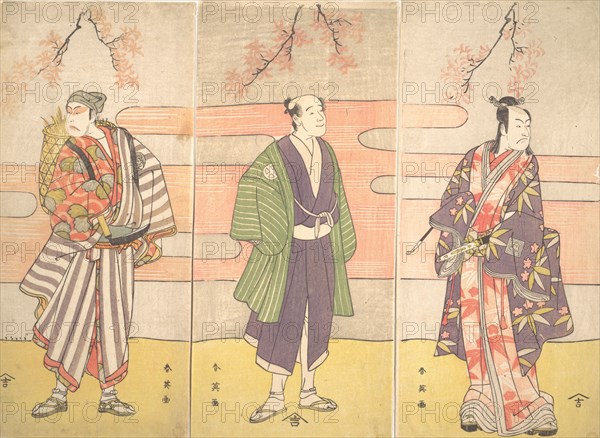 Three unidentified actors, ca. 1793. Creator: Katsukawa Shun'ei.