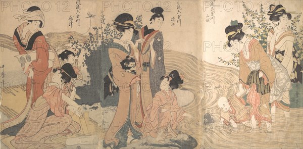 Women and Children on the Banks of a Stream, late 18th-early 19th century. Creator: Kitagawa Utamaro.