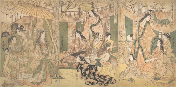 A View of the Pleasures of the Taiko and His Five Wives at Rakuto, 1804. Creator: Kitagawa Utamaro.