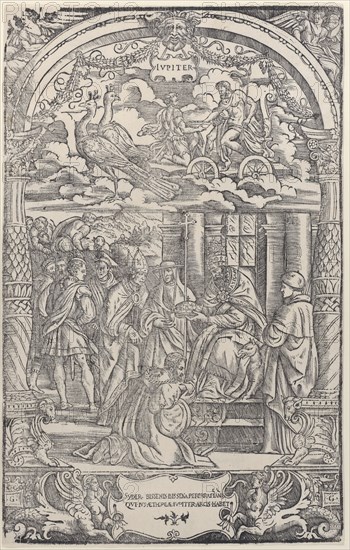 Jupiter in a Chariot Drawn by Two Peacocks..., 1533. Creator: Unknown.