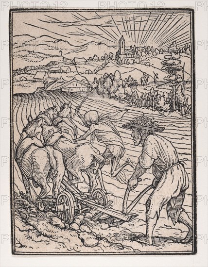 The Peasant (or Ploughman), from The Dance of Death, ca. 1526, published 1538. Creator: Hans Lützelburger.