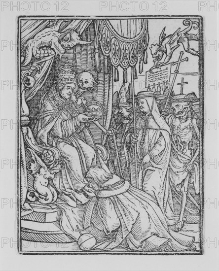 The Pope, from The Dance of Death, ca. 1526, published 1538. Creator: Hans Lützelburger.