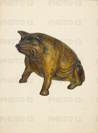 Toy bank: Pig, c. 1939. Creator: Walter Hochstrasser.