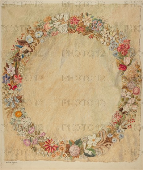 Crewel Embroidery for Table, 1941. Creator: Edith Magnette.
