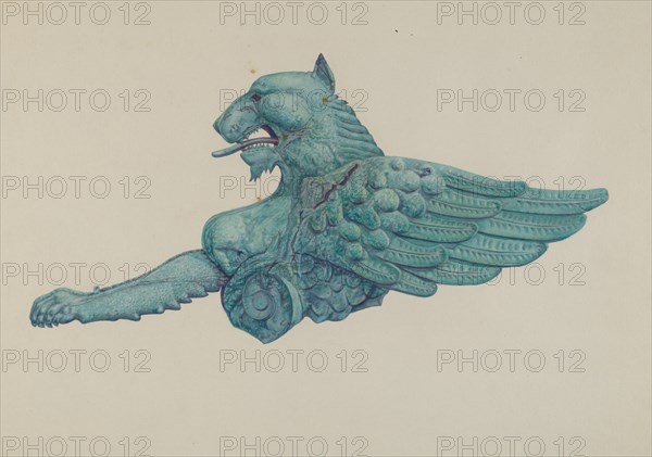 Ornamental Iron Griffon, 1935/1942. Creator: Harriette Gale.