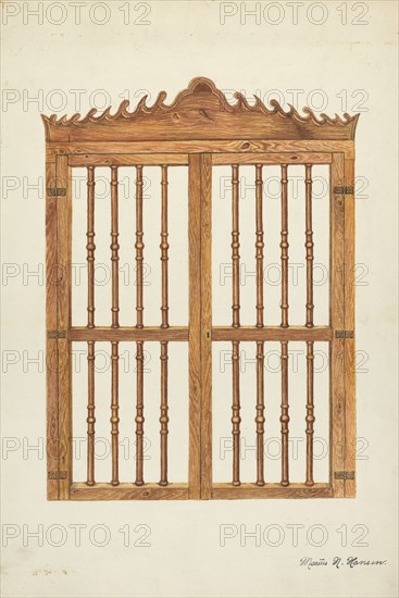 Grille Doors of Wood, c. 1937. Creator: Marius Hansen.