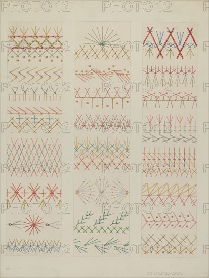 Crazy Quilt (Stitches), c. 1937. Creator: William Kieckhofel.