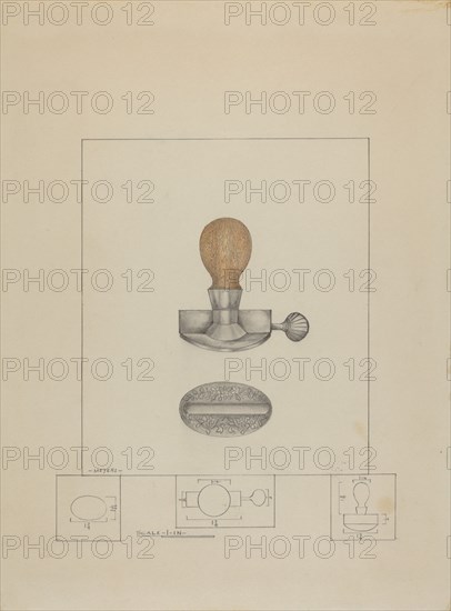 Pewter Stamp, c. 1937. Creator: Henry Meyers.