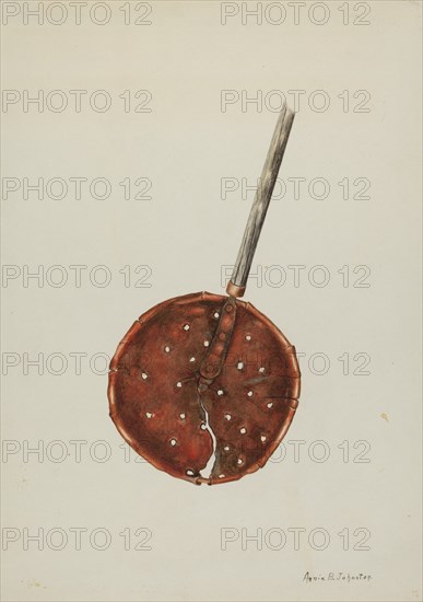 Copper Sugar Strainer, c. 1938. Creator: Annie B Johnston.