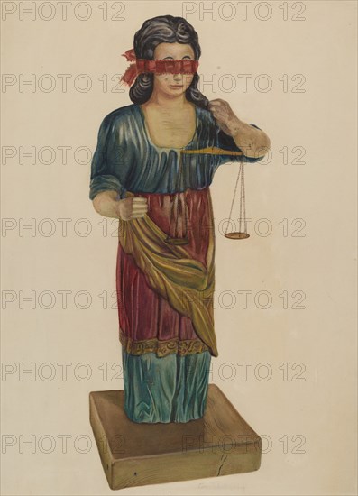 Figure of Justice, c. 1938. Creator: Elmer R. Kottcamp.