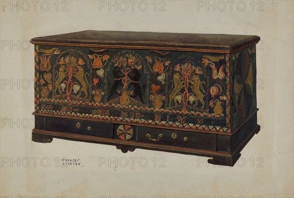 Pa. German Painted Chest, c. 1938. Creator: Frances Lichten.