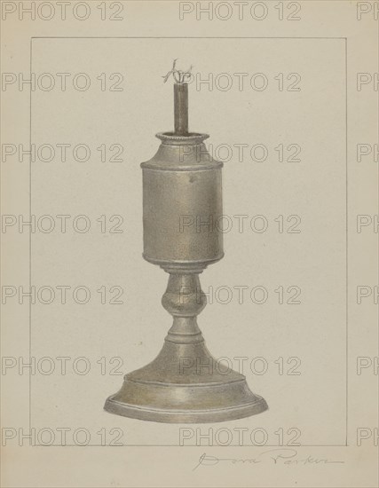 Whale Oil Lamp, c. 1938. Creator: Cora Parker.