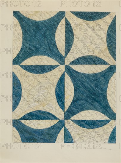 Quilted and Pieced Coverlet, c. 1938. Creator: Cora Parker.