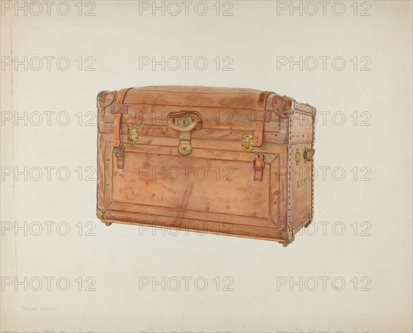 Horse Hide Trunk, c. 1939. Creator: Frank M Keane.