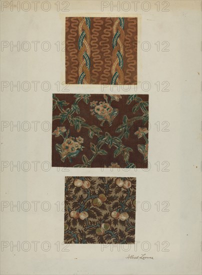 Printed Cottons from Quilt, c. 1939. Creator: Albert J. Levone.