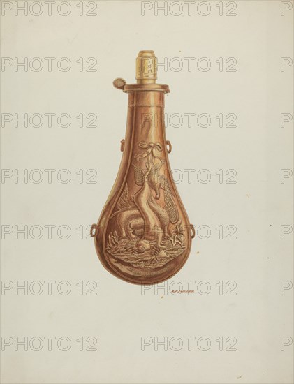 Powder Flask, c. 1939. Creator: Randolph F Miller.