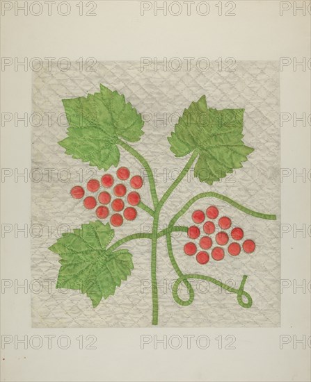 Quilt - Grape Pattern, c. 1939. Creator: Cora Parker.