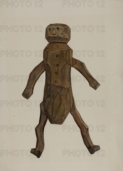 Carved Wooden Doll, c. 1940. Creator: Elmer R. Kottcamp.