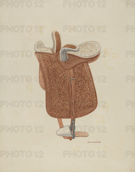 Child's Side Saddle, c. 1940. Creator: Randolph F Miller.