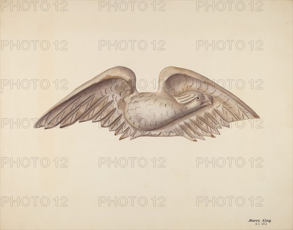 Wood Carving - Eagle, c. 1941. Creator: Harry King.