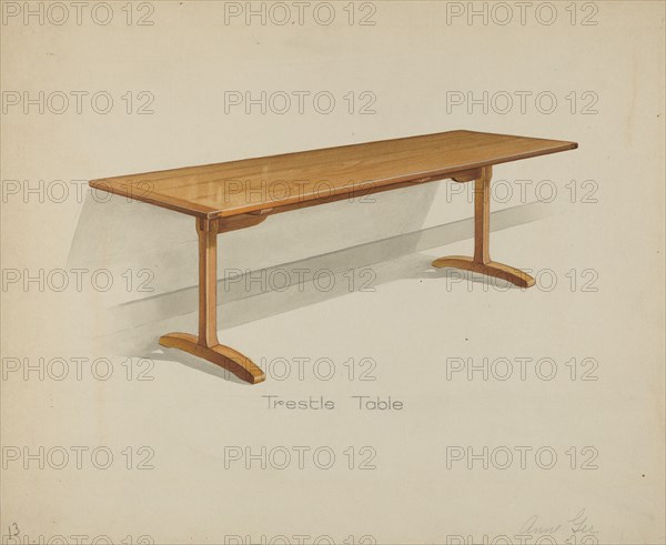 Shaker Trestle Dining Table, 1935/1942. Creator: Anne Ger.