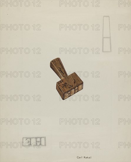 Wooden Stamp, 1935/1942. Creator: Carl Keksi.