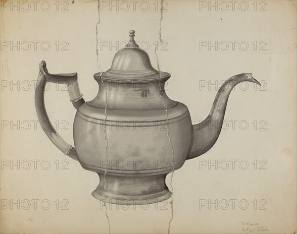 Pewter Teapot, 1935/1942. Creator: Samuel O. Klein.