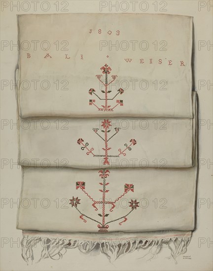 Pa. German Embroidered Towel, 1935/1942. Creator: Frances Lichten.