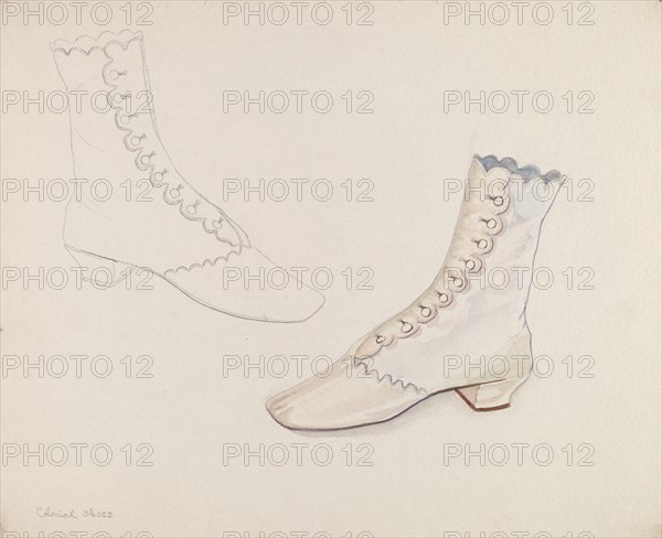 Quaker Wedding Shoes, c. 1936. Creator: Gwyneth King.