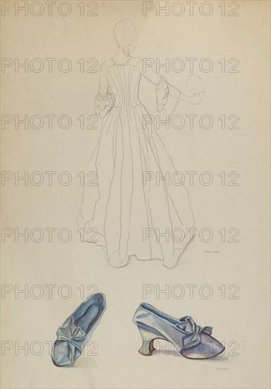 Gown and Slipper, c. 1936. Creator: Gwyneth King.