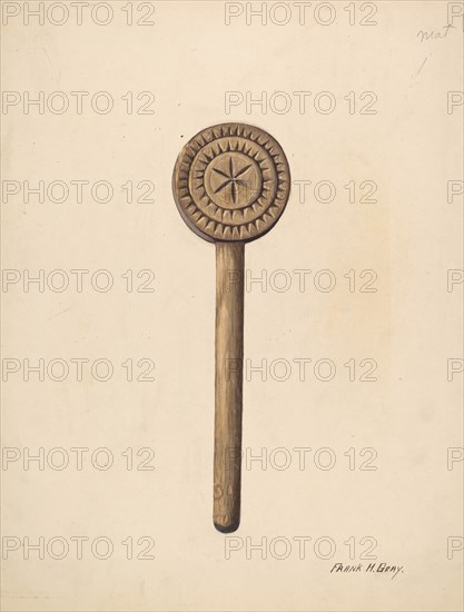Wooden Butter Stamp, c. 1937. Creator: Frank Gray.