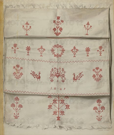 Pa. German Linen Towel, c. 1937. Creator: Frances Lichten.