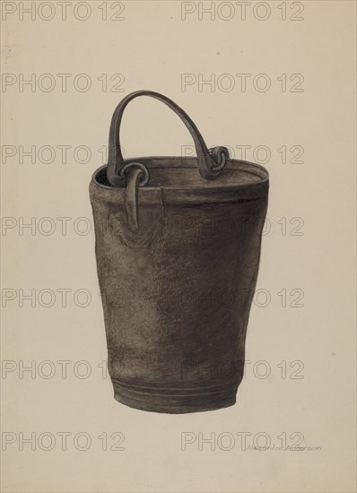 Leather Water Bucket, c. 1938. Creator: Alexander Anderson.