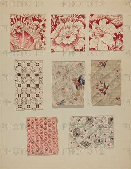 Swatches from Patchwork Quilt, c. 1939. Creator: Henry Granet.