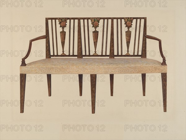 Settee--Sheraton Style, c. 1939. Creator: Charles Henning.