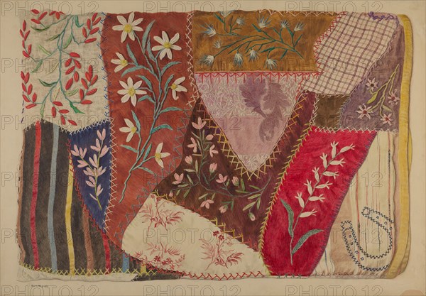 Crazy Quilt, c. 1940. Creator: Edith Magnette.