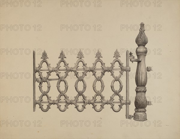 Gate and Gatepost, c. 1940. Creator: Jerome Hoxie.