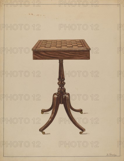 Checker Table, 1936. Creator: Nicholas Gorid.