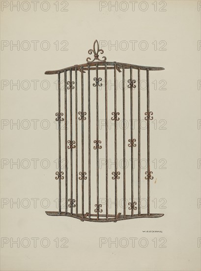 Iron Grille at Window: Restoration Drawing, 1941. Creator: William Kieckhofel.