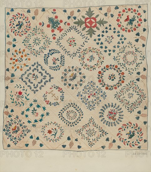 Applique Coverlet, c. 1936. Creator: Jules Lefevere.