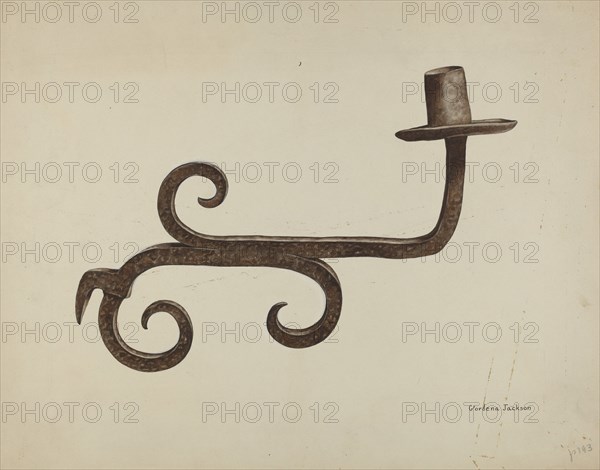 Hand Wrought Iron Candlestick, c. 1938. Creator: Gordena Jackson.