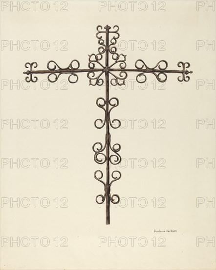 Wrought Iron Cross (Restored), c. 1938. Creator: Gordena Jackson.