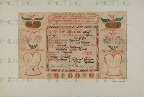 Birth Certificate (taufschein), c. 1940. Creator: Albert J. Levone.