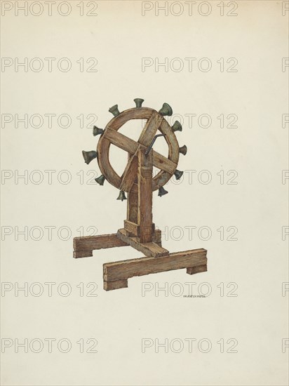 Altar Chimes on Wheel, c. 1941. Creator: William Kieckhofel.