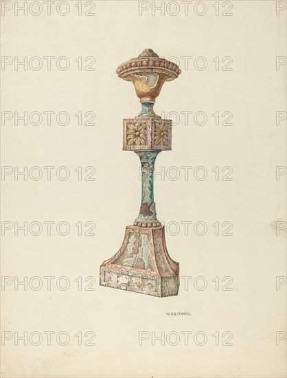Ceremonial Candlestick (Ecclesiastical Furniture), c. 1941. Creator: William Kieckhofel.