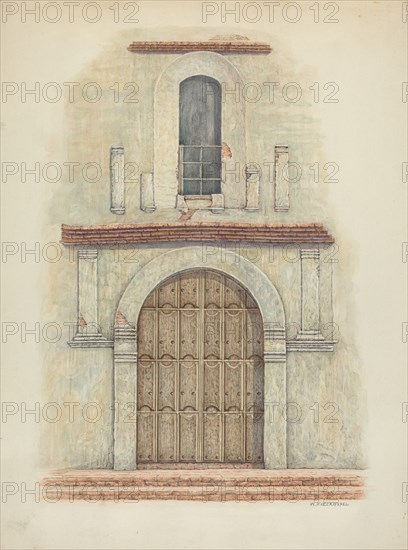 Arched Doorway Mission San Diego, c. 1942. Creator: William Kieckhofel.